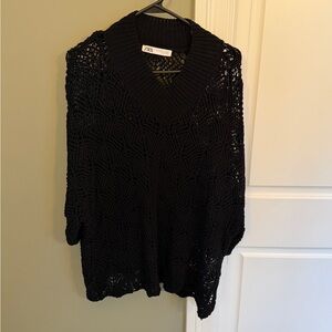 Zara POINTELLE KNIT CAPE SWEATER
